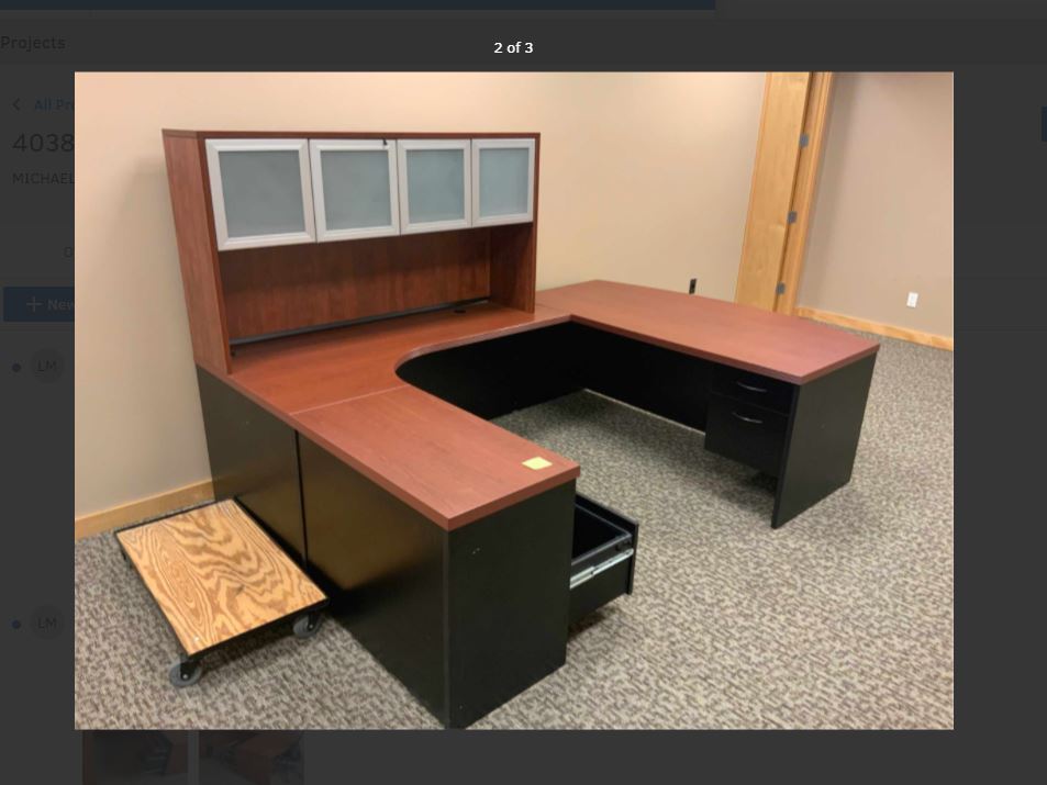 LACASSE U-GROUP WITH BOW FRONT DESK WITH A LEFT HAND RETURN