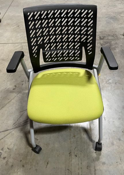 LIME GREEN SIDE CHAIR WITH BLACK BACK