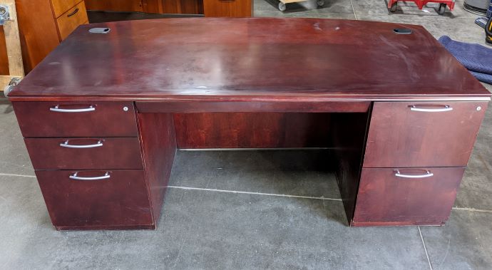 BOW FRONT DOUBLE PED DESK