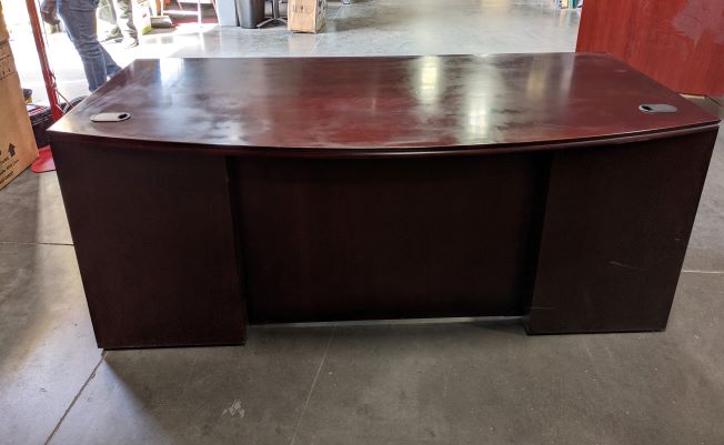BOW FRONT DOUBLE PED DESK