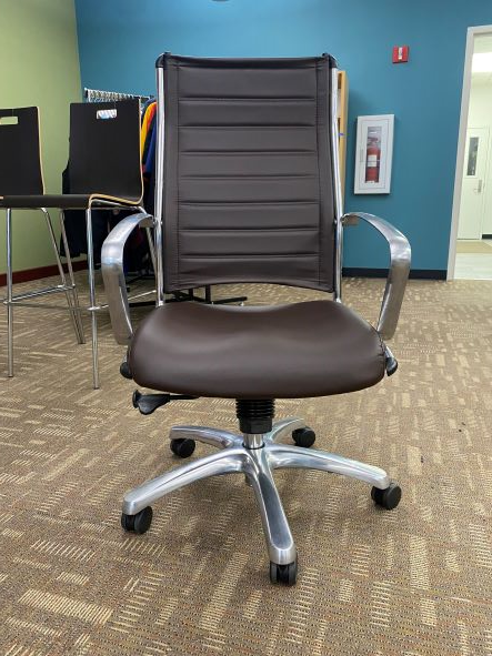 TASK CHAIR, BROWN LEATHER