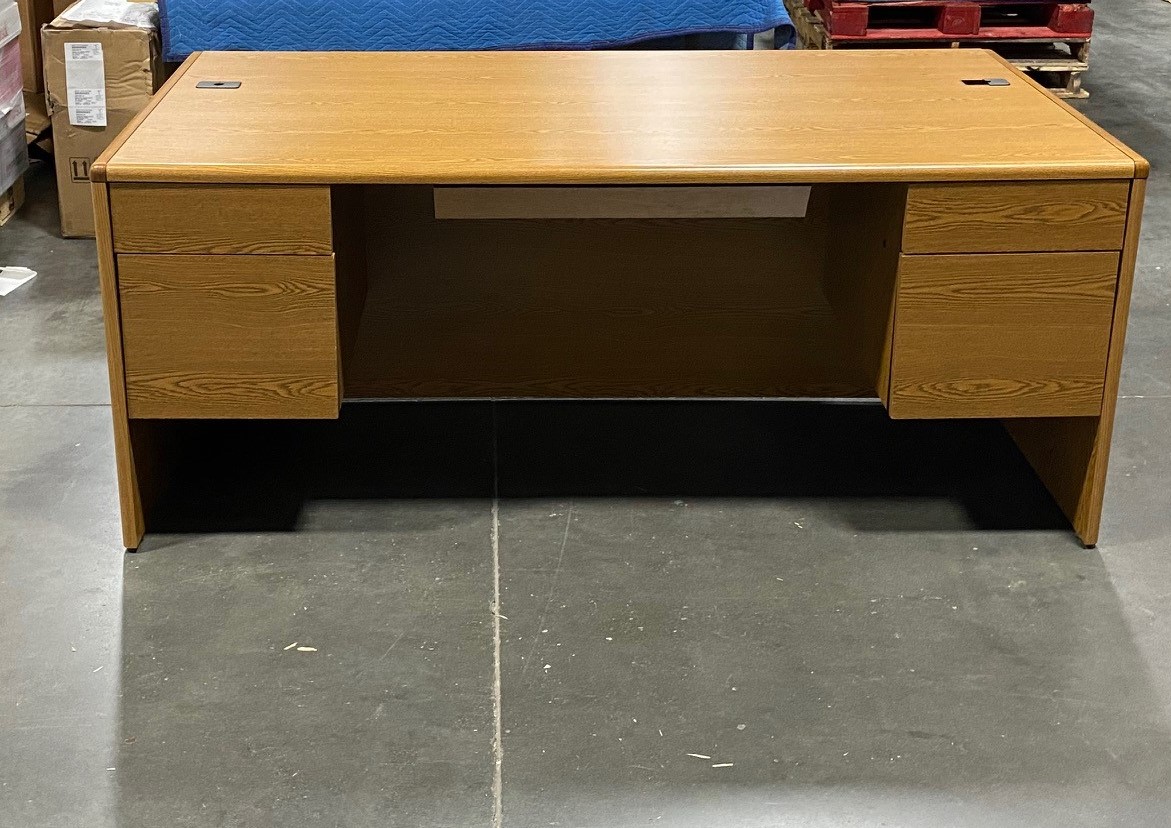 DOUBLE PED DESK WITH CENTER DRAWER
